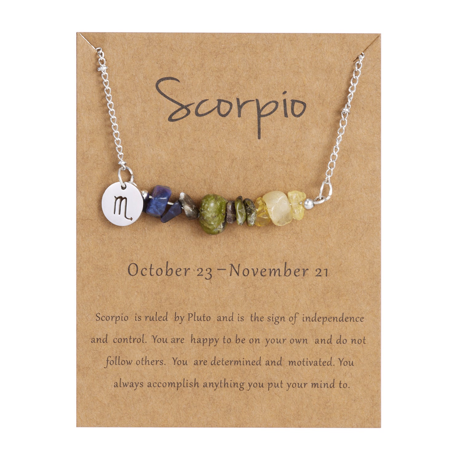 Zodiac 12 Constellation Necklace Irregular Natural Stone Gravel Pendant Horoscope Sign Astrology
