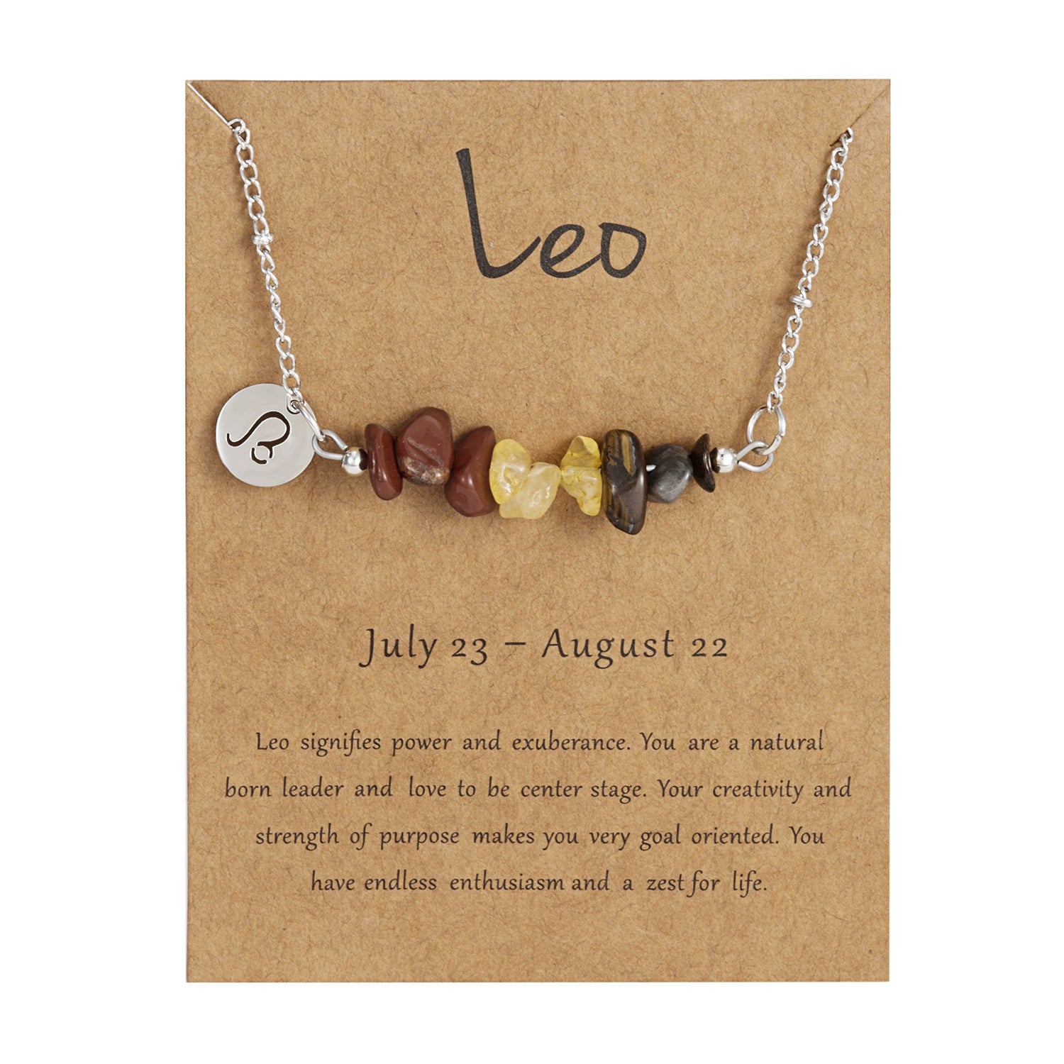 Zodiac 12 Constellation Necklace Irregular Natural Stone Gravel Pendant Horoscope Sign Astrology