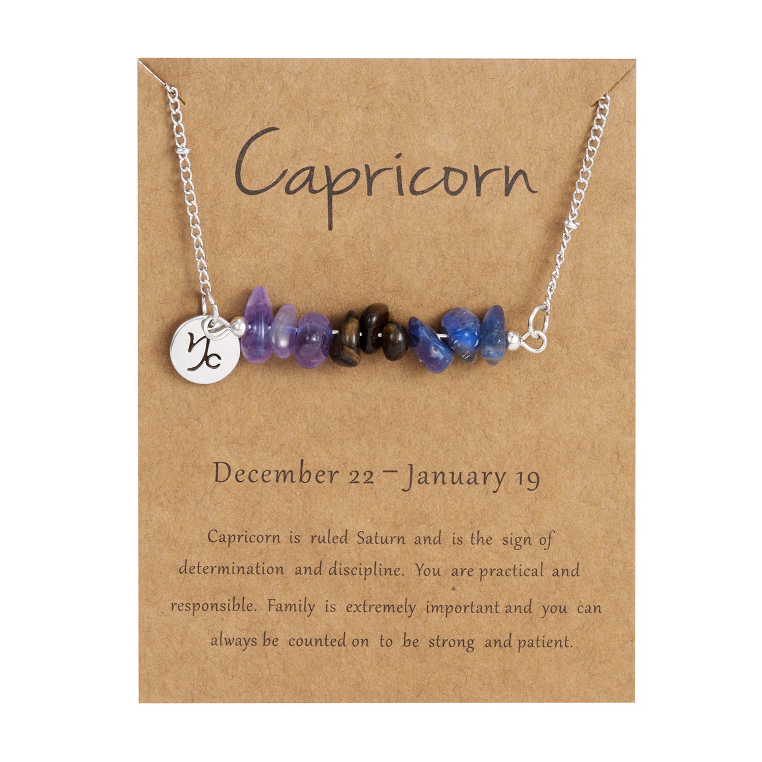 Zodiac 12 Constellation Necklace Irregular Natural Stone Gravel Pendant Horoscope Sign Astrology