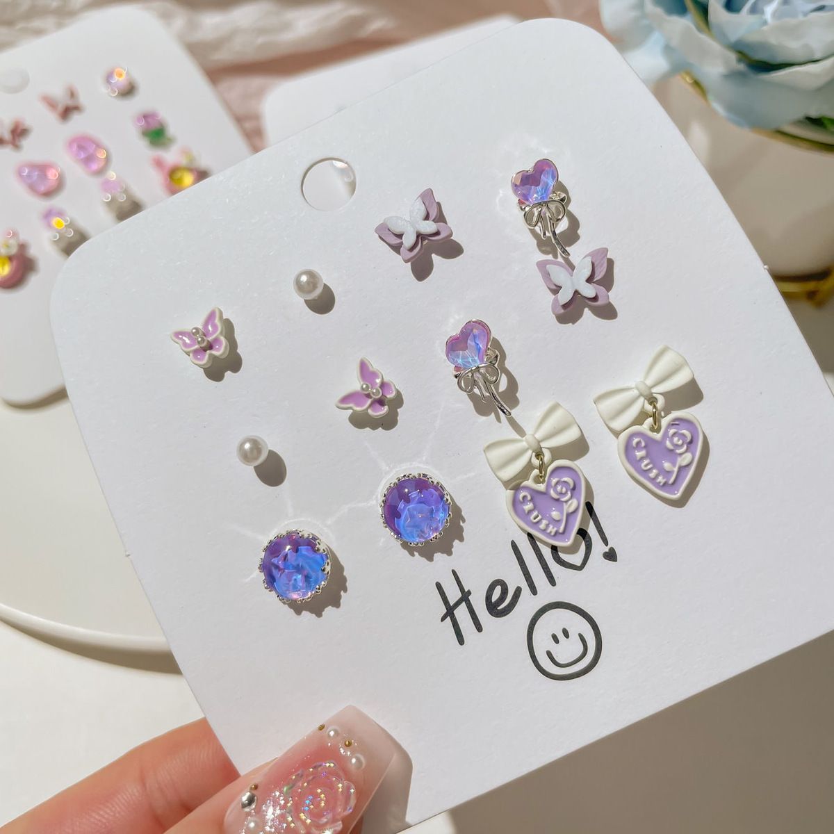 Flowing light earring set