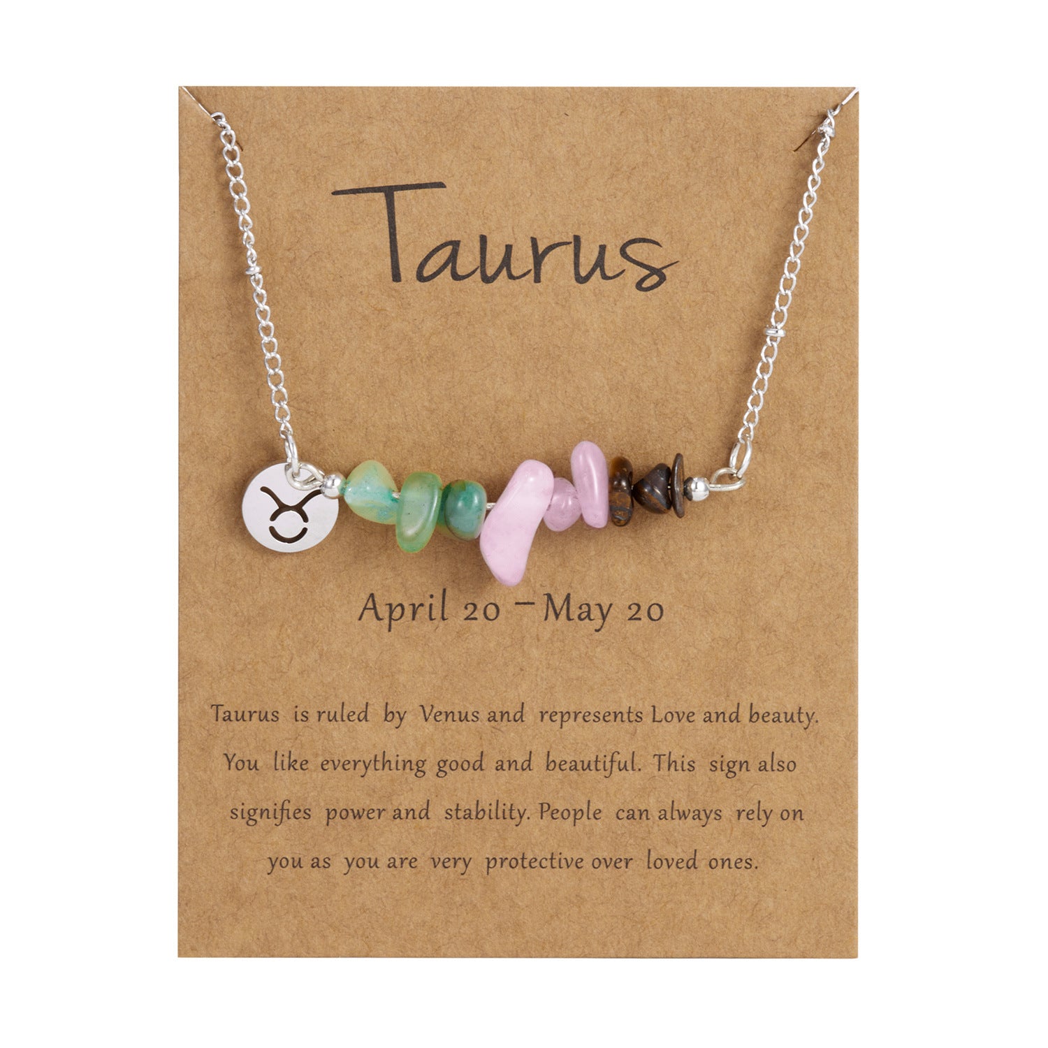 Zodiac 12 Constellation Necklace Irregular Natural Stone Gravel Pendant Horoscope Sign Astrology