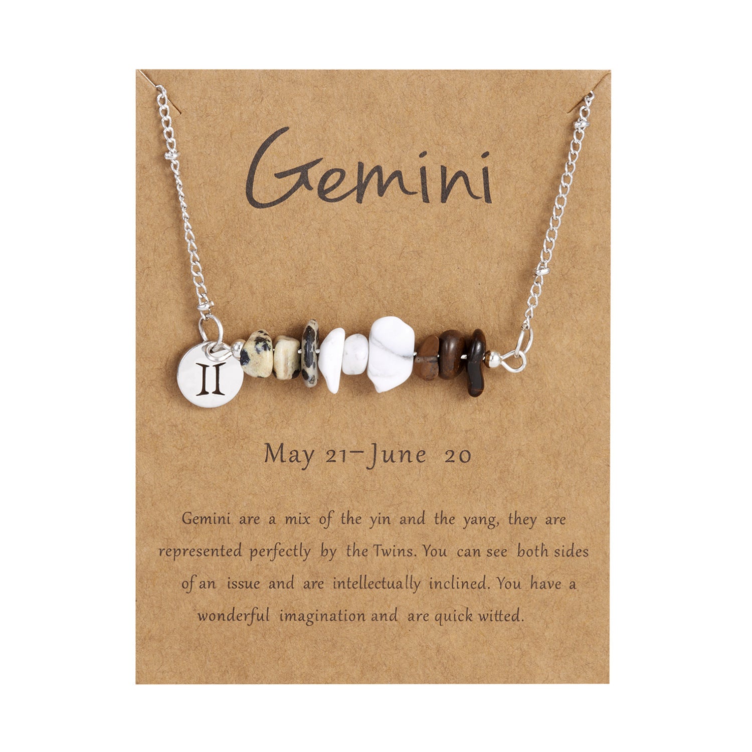 Zodiac 12 Constellation Necklace Irregular Natural Stone Gravel Pendant Horoscope Sign Astrology