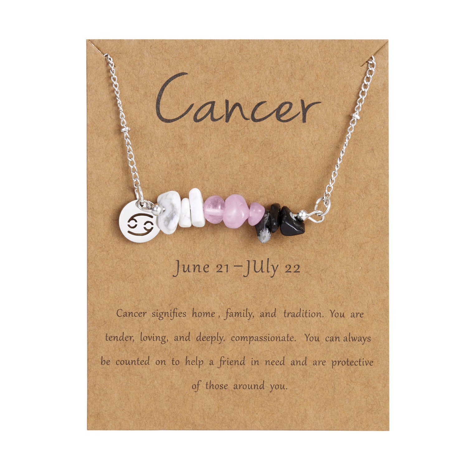Zodiac 12 Constellation Necklace Irregular Natural Stone Gravel Pendant Horoscope Sign Astrology