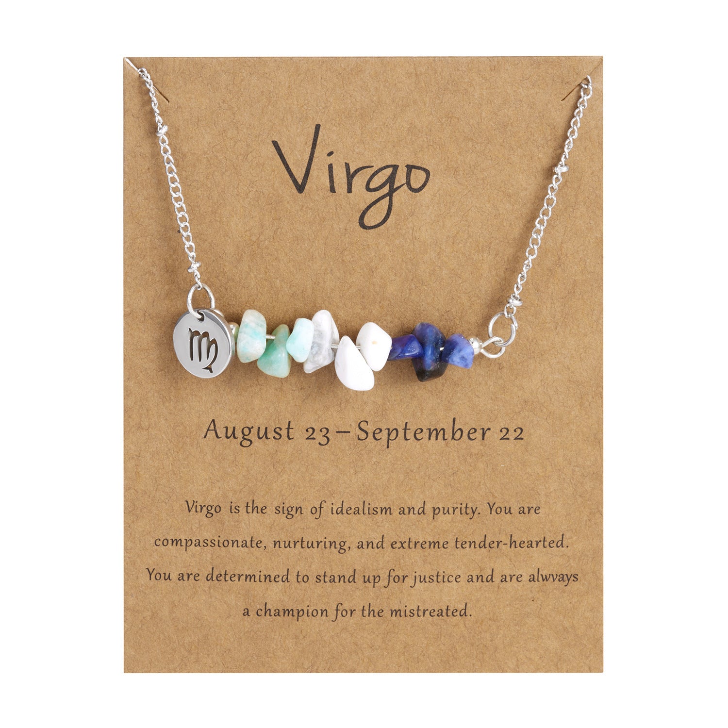Zodiac 12 Constellation Necklace Irregular Natural Stone Gravel Pendant Horoscope Sign Astrology