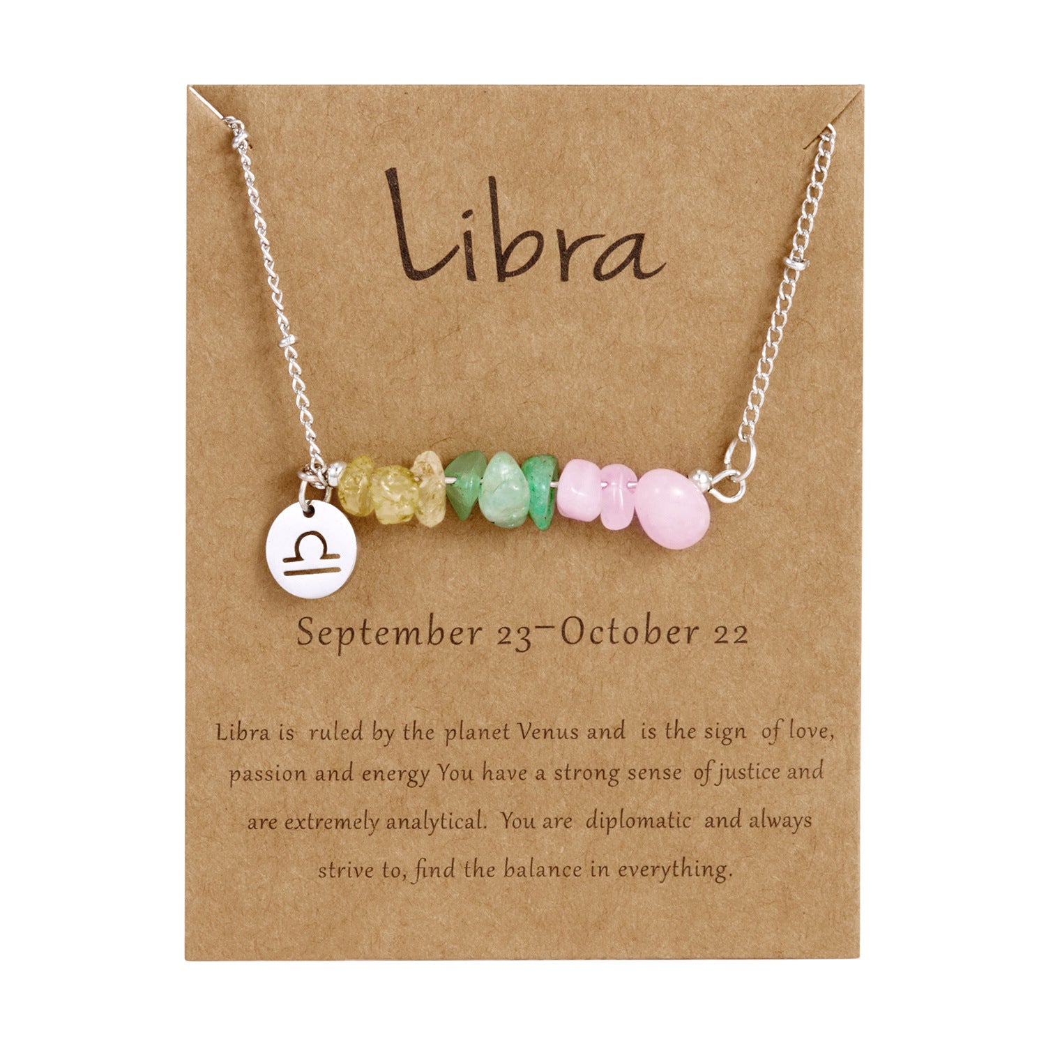 Zodiac 12 Constellation Necklace Irregular Natural Stone Gravel Pendant Horoscope Sign Astrology