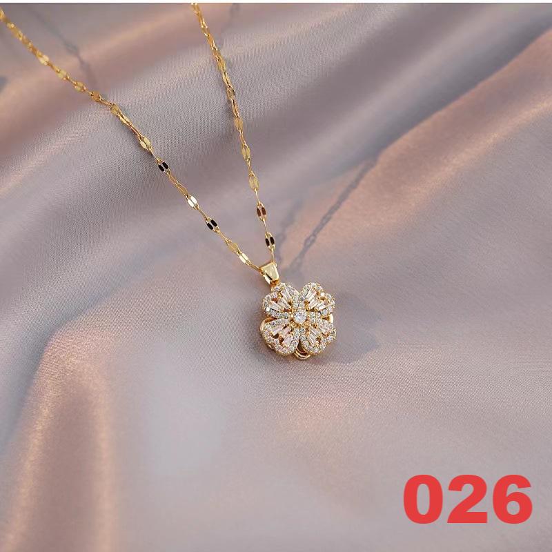 Shiny Spinner Necklace -Rotating flower necklace versatile titanium steel fashion accessory