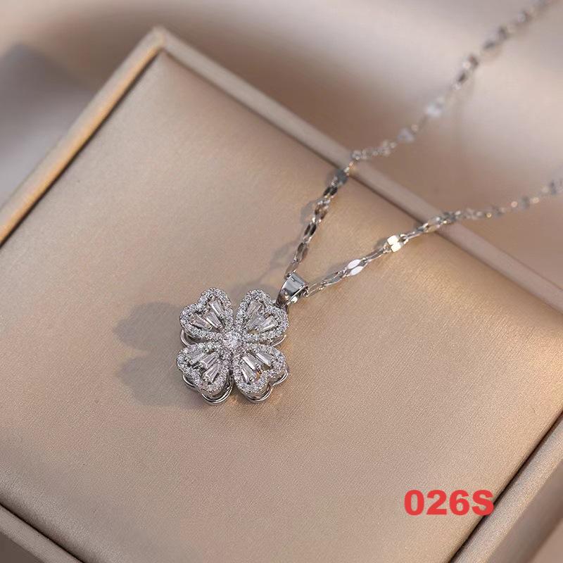 Shiny Spinner Necklace -Rotating flower necklace versatile titanium steel fashion accessory