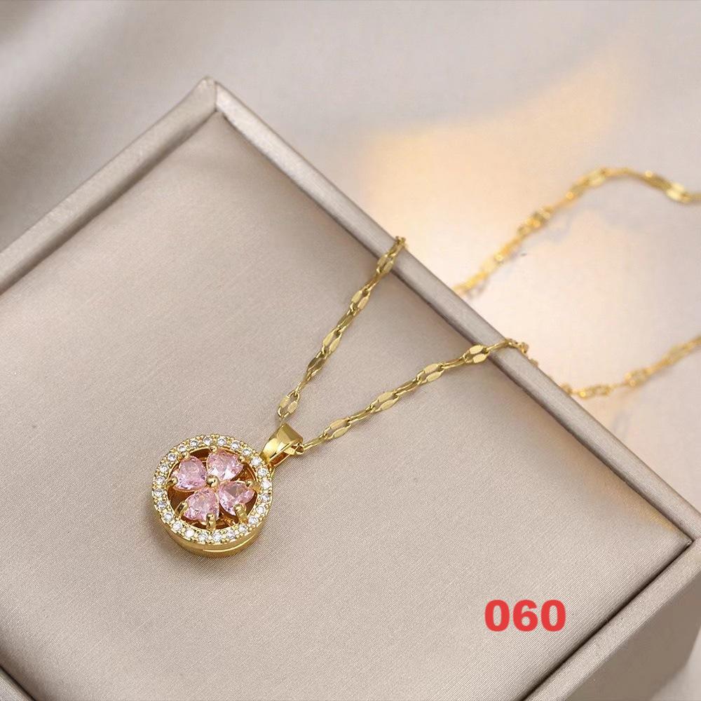 Shiny Spinner Necklace -Rotating flower necklace versatile titanium steel fashion accessory