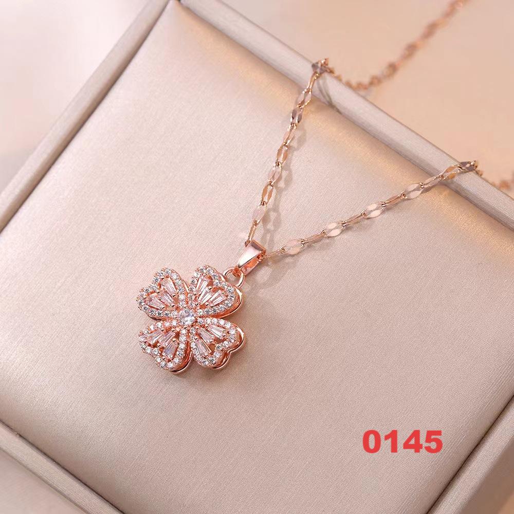 Shiny Spinner Necklace -Rotating flower necklace versatile titanium steel fashion accessory