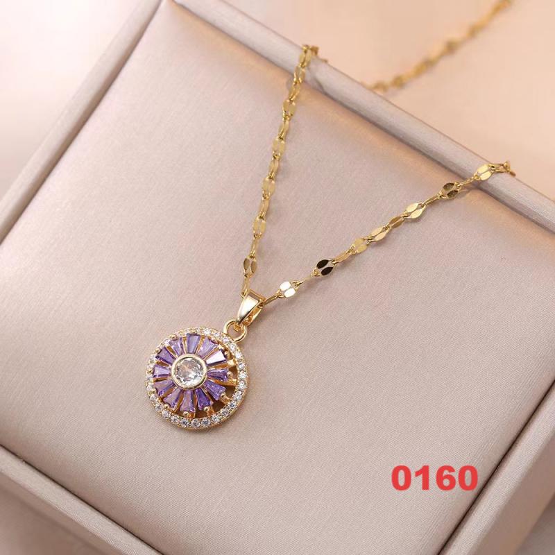 Shiny Spinner Necklace -Rotating flower necklace versatile titanium steel fashion accessory