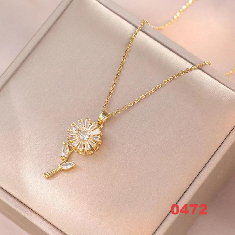 Shiny Spinner Necklace -Rotating flower necklace versatile titanium steel fashion accessory