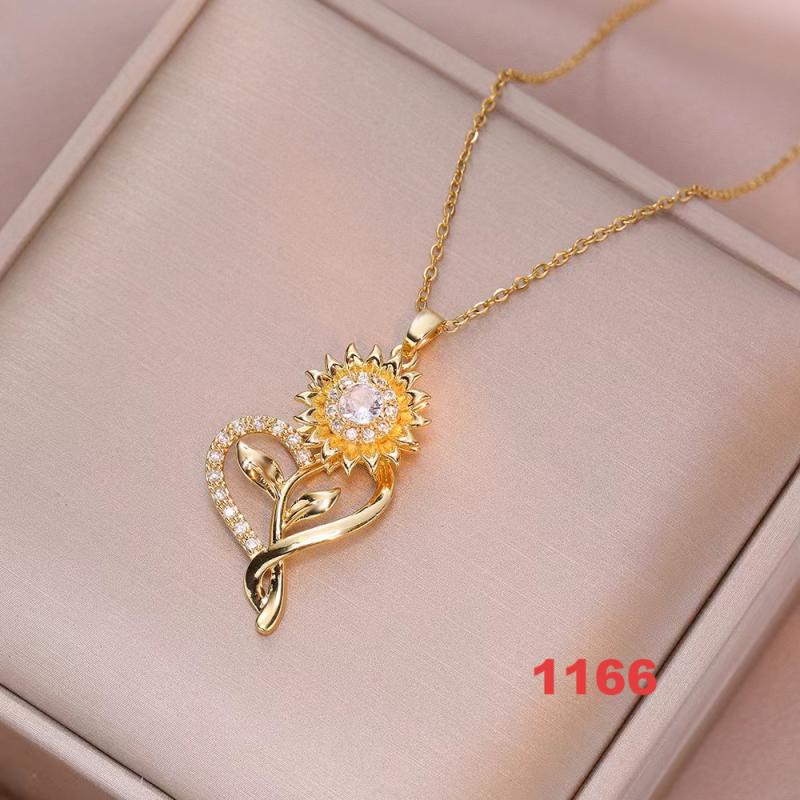 Shiny Spinner Necklace -Rotating flower necklace versatile titanium steel fashion accessory
