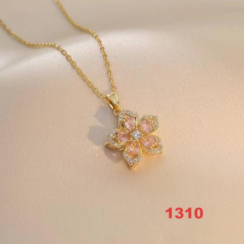 Shiny Spinner Necklace -Rotating flower necklace versatile titanium steel fashion accessory
