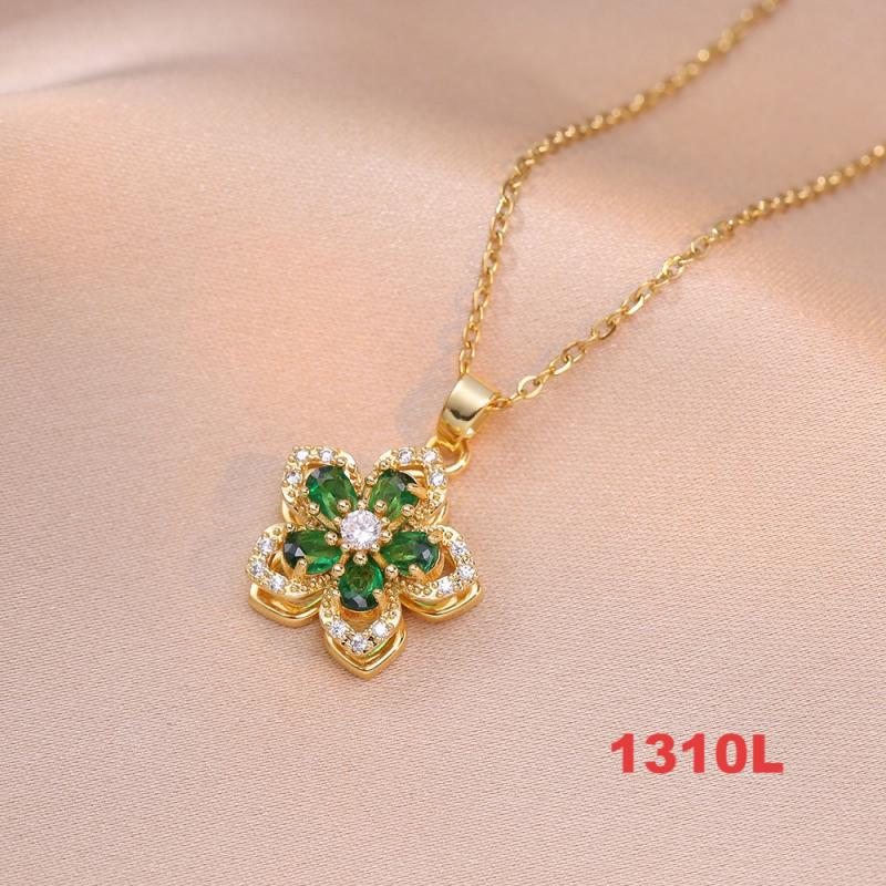 Shiny Spinner Necklace -Rotating flower necklace versatile titanium steel fashion accessory