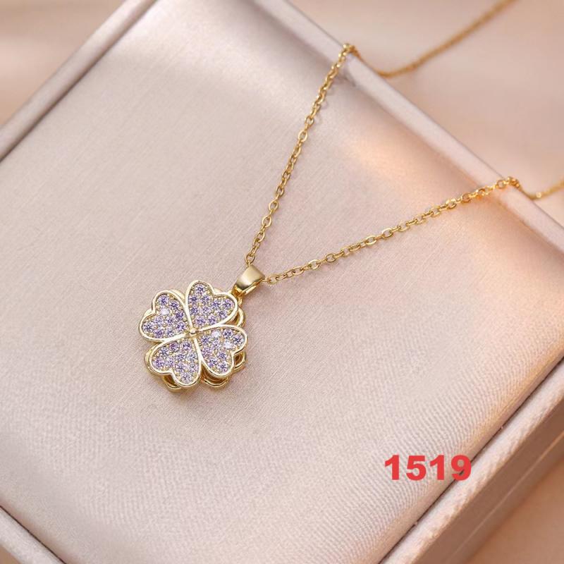 Shiny Spinner Necklace -Rotating flower necklace versatile titanium steel fashion accessory