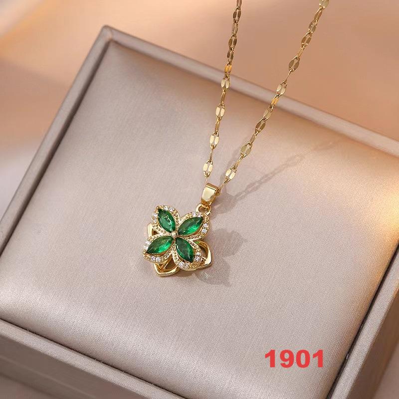 Shiny Spinner Necklace -Rotating flower necklace versatile titanium steel fashion accessory