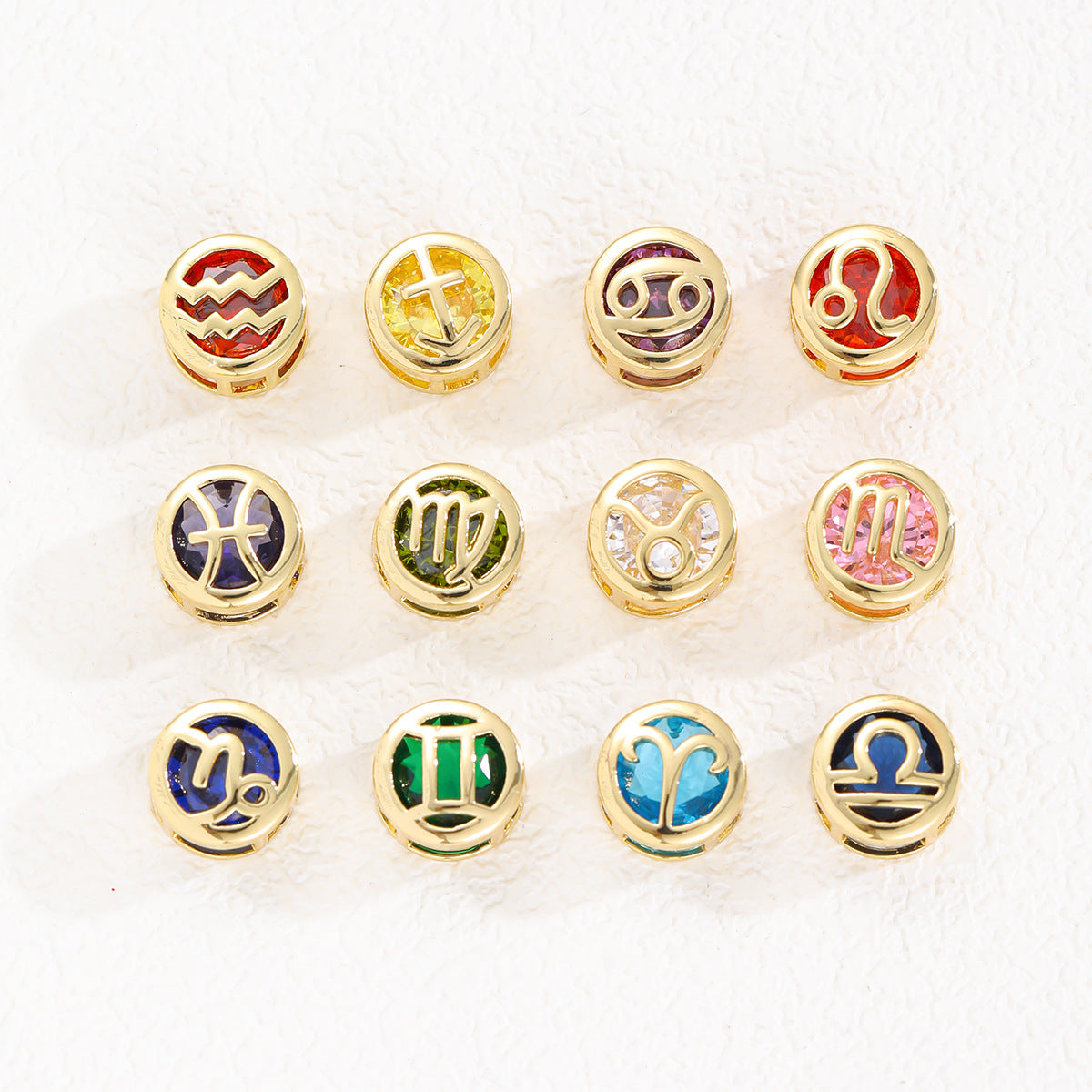 Gold Zodiac Zircon double-sided Birthstone Pendant 18k Gold Plated 12 Constellation Chain Necklace colored gemstone Jewelry Birthday Gift for Women