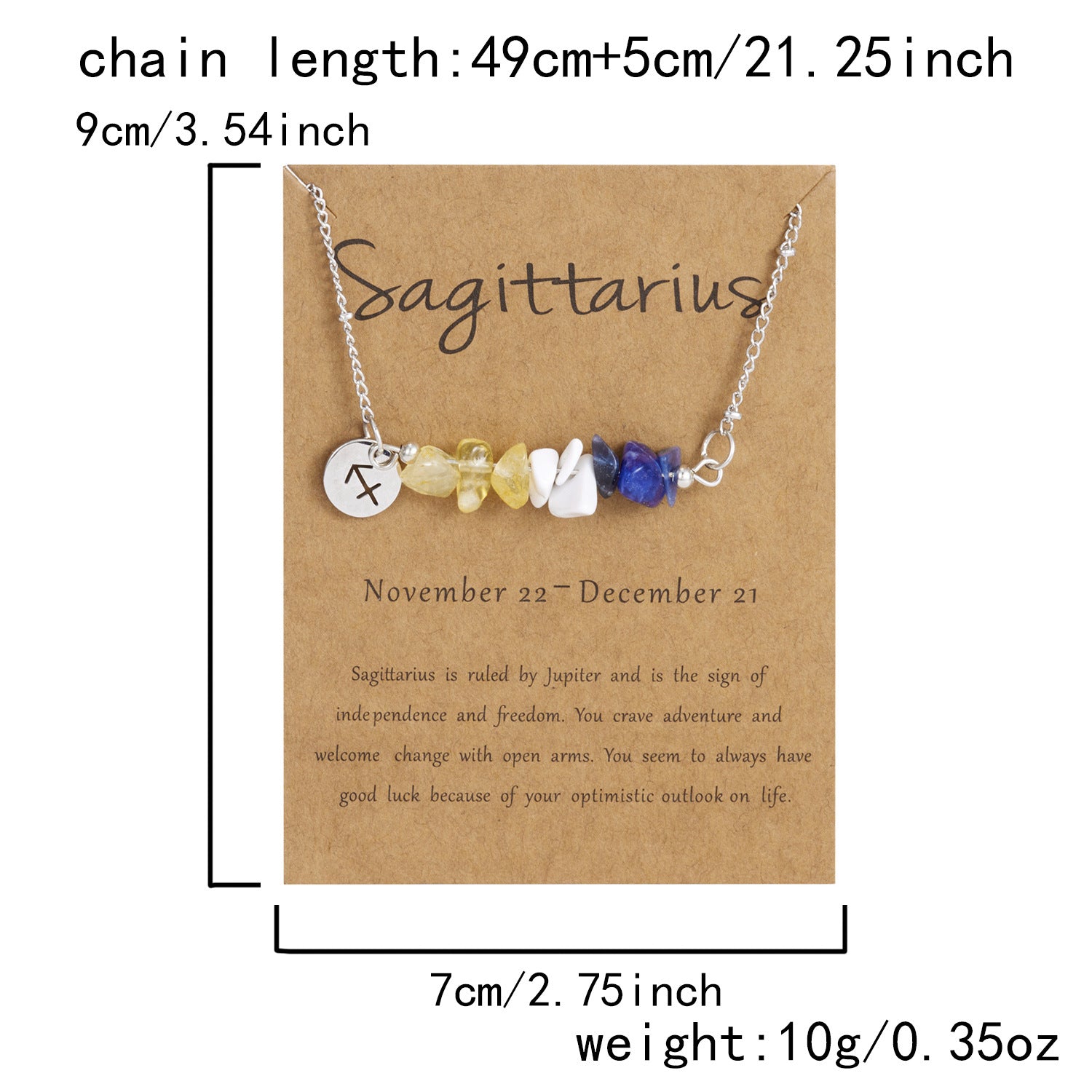 Zodiac 12 Constellation Necklace Irregular Natural Stone Gravel Pendant Horoscope Sign Astrology