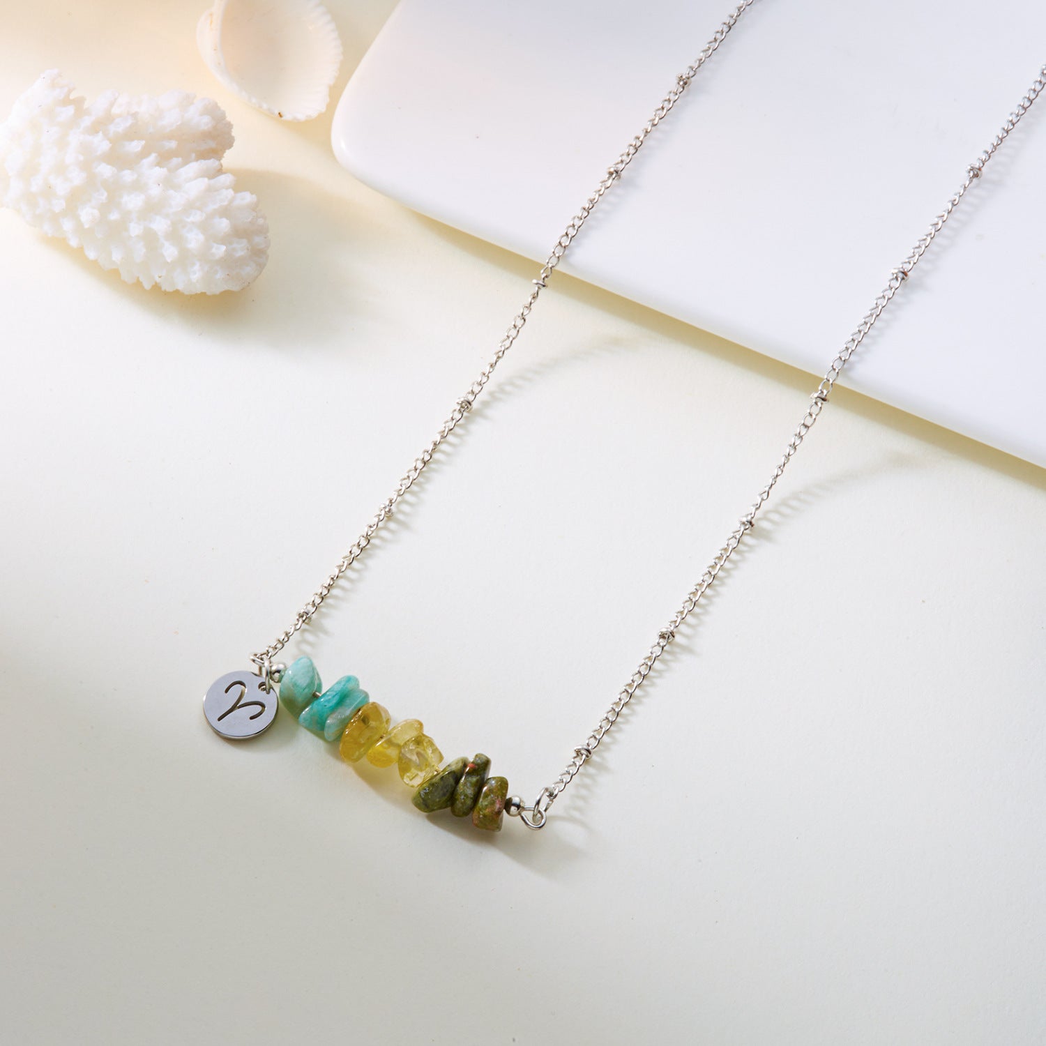 Zodiac 12 Constellation Necklace Irregular Natural Stone Gravel Pendant Horoscope Sign Astrology